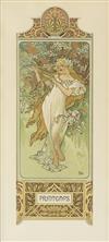 ALPHONSE MUCHA (1860-1939). [THE SEASONS.] Group of four decorative panels. 1896. Each approximately 16x6 inches, 42x15 cm.